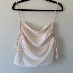 Cotton Candy LA cream satin side tie tank top